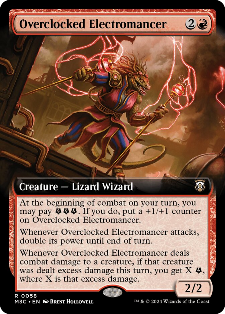 Overclocked Electromancer (Extended Art) (Ripple Foil) [Modern Horizons 3 Commander] | Black Swamp Games