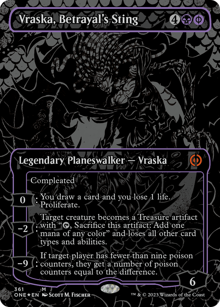 Vraska, Betrayal's Sting (Oil Slick Raised Foil) [Phyrexia: All Will Be One] | Black Swamp Games