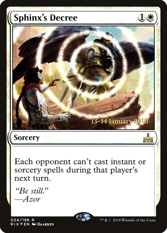 Sphinx's Decree [Rivals of Ixalan Prerelease Promos] | Black Swamp Games