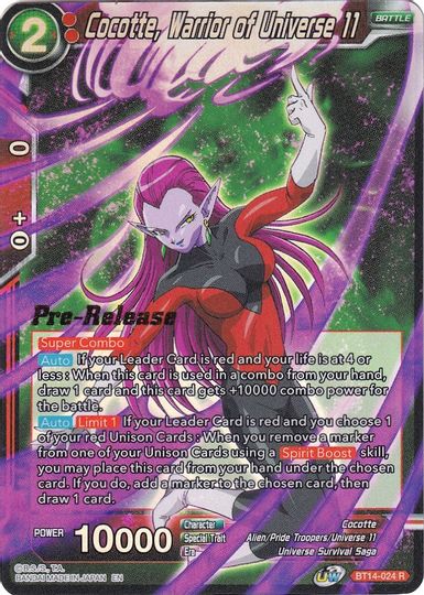 Cocotte, Warrior of Universe 11 (BT14-024) [Cross Spirits Prerelease Promos] | Black Swamp Games
