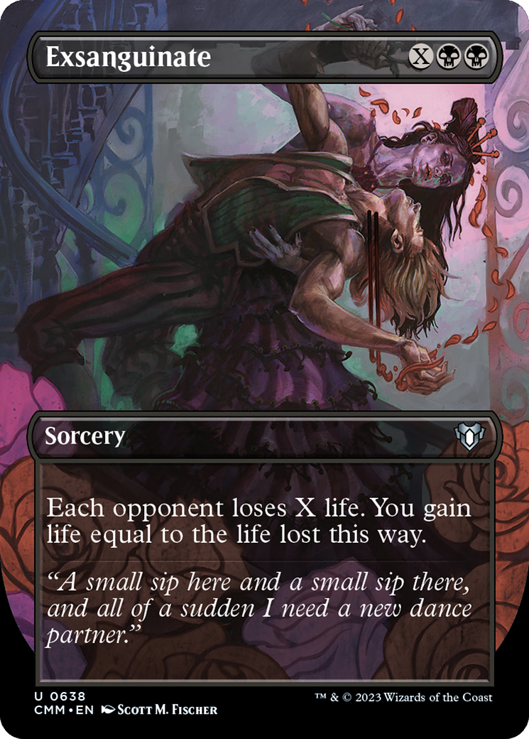 Exsanguinate (Borderless Alternate Art) [Commander Masters] | Black Swamp Games