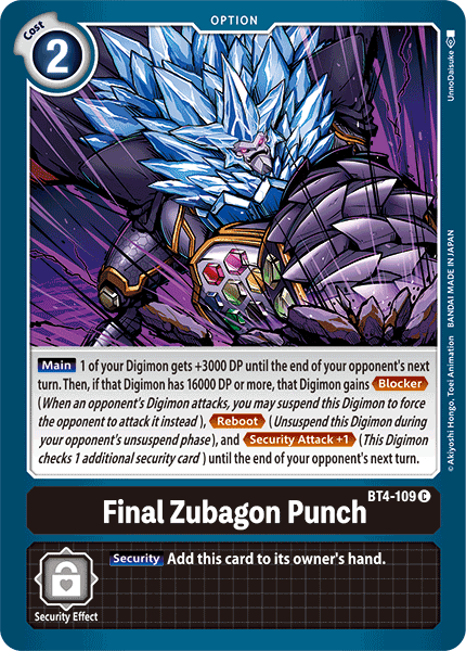 Final Zubagon Punch [BT4-109] [Great Legend] | Black Swamp Games