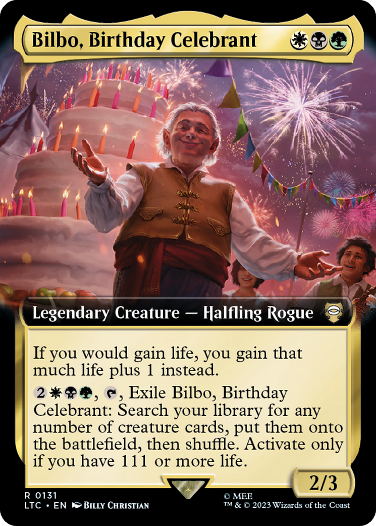 Bilbo, Birthday Celebrant (Extended Art) [The Lord of the Rings: Tales of Middle-Earth Commander] | Black Swamp Games