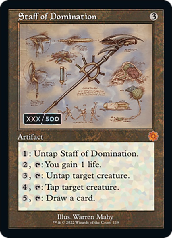 Staff of Domination (Retro Schematic) (Serialized) [The Brothers' War Retro Artifacts] | Black Swamp Games