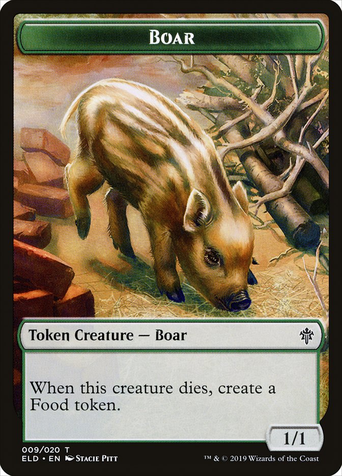 Boar Token [Throne of Eldraine Tokens] | Black Swamp Games