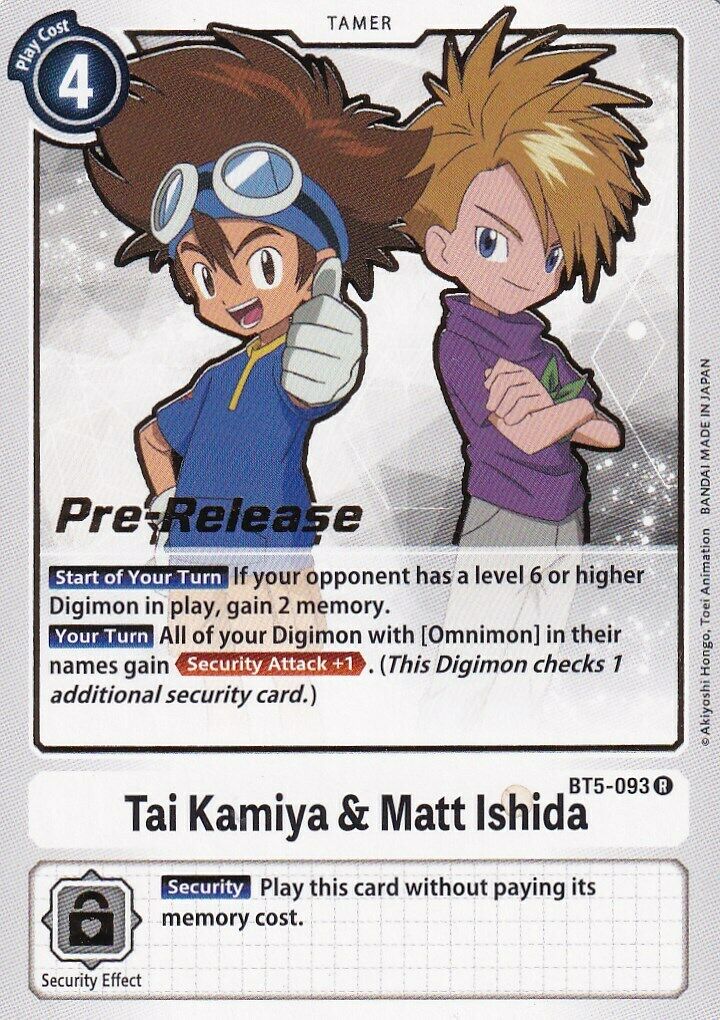 Tai Kamiya & Matt Ishida [BT5-093] [Battle of Omni Pre-Release Promos] | Black Swamp Games