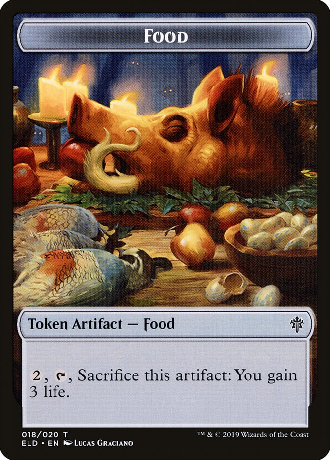 Rat // Food (18) Double-Sided Token [Throne of Eldraine Tokens] | Black Swamp Games