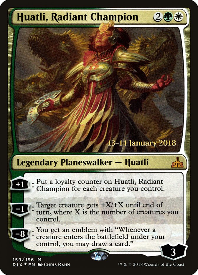 Huatli, Radiant Champion [Rivals of Ixalan Prerelease Promos] | Black Swamp Games