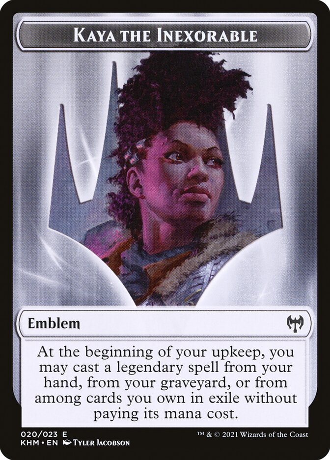 Human Warrior // Kaya, the Inexorable Emblem Double-Sided Token [Kaldheim Tokens] | Black Swamp Games