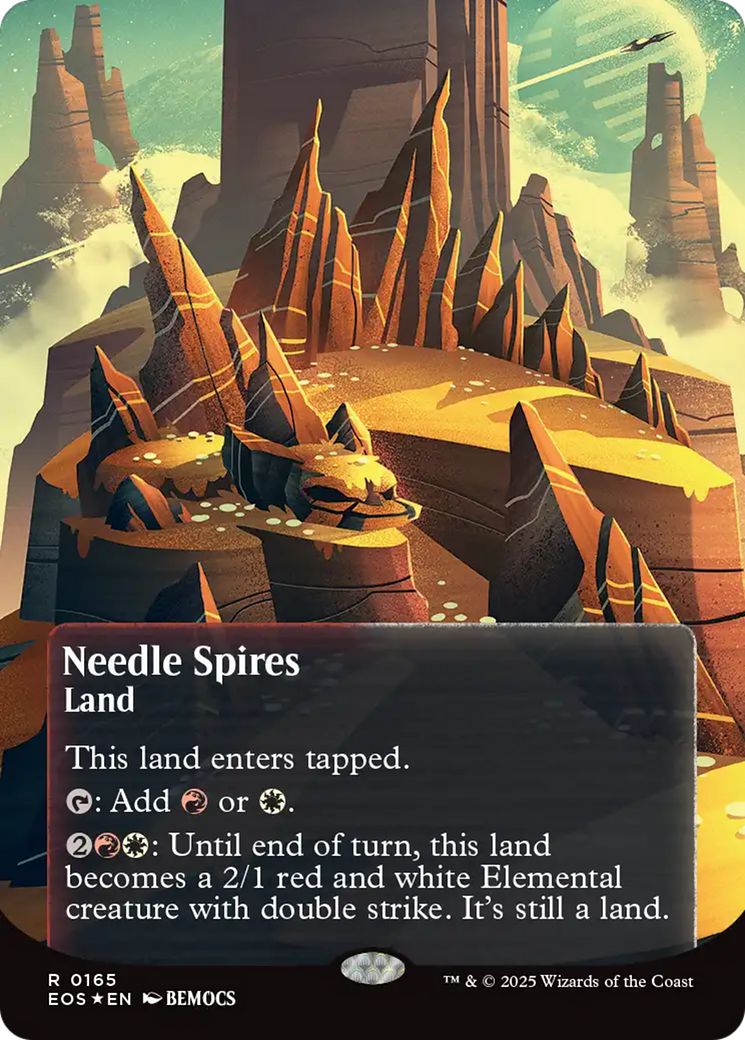 Needle Spires (0165) (Borderless) (Galaxy Foil) [Edge of Eternities: Stellar Sights] | Black Swamp Games