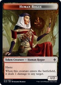 Human Rogue // Food (15) Double-Sided Token [Throne of Eldraine Tokens] | Black Swamp Games