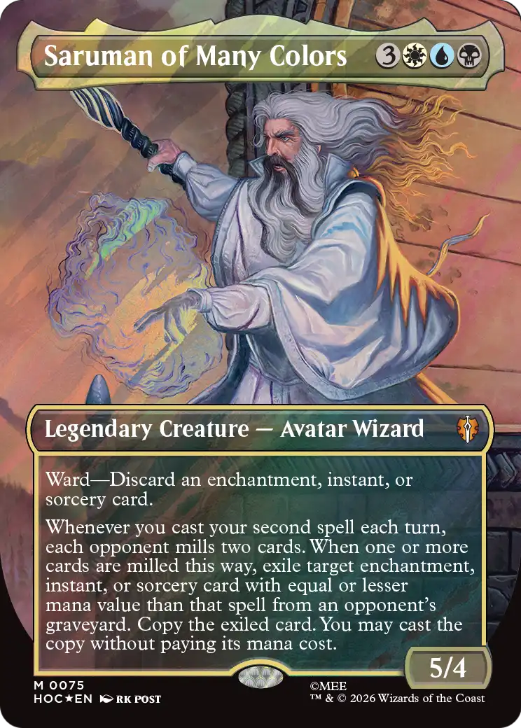 Saruman of Many Colors (Borderless) (Surge Foil) [The Hobbit: Eternal-Legal] | Black Swamp Games