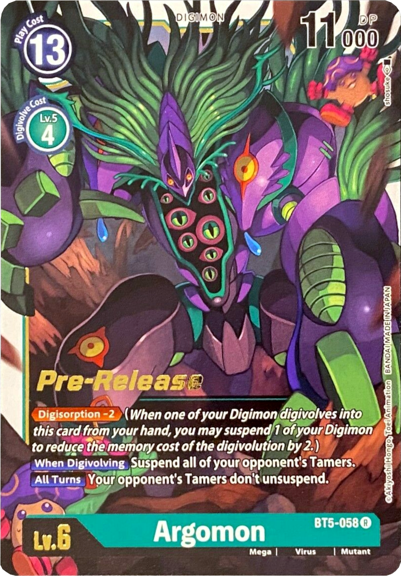 Argomon [BT5-058] [Battle of Omni Pre-Release Promos] | Black Swamp Games