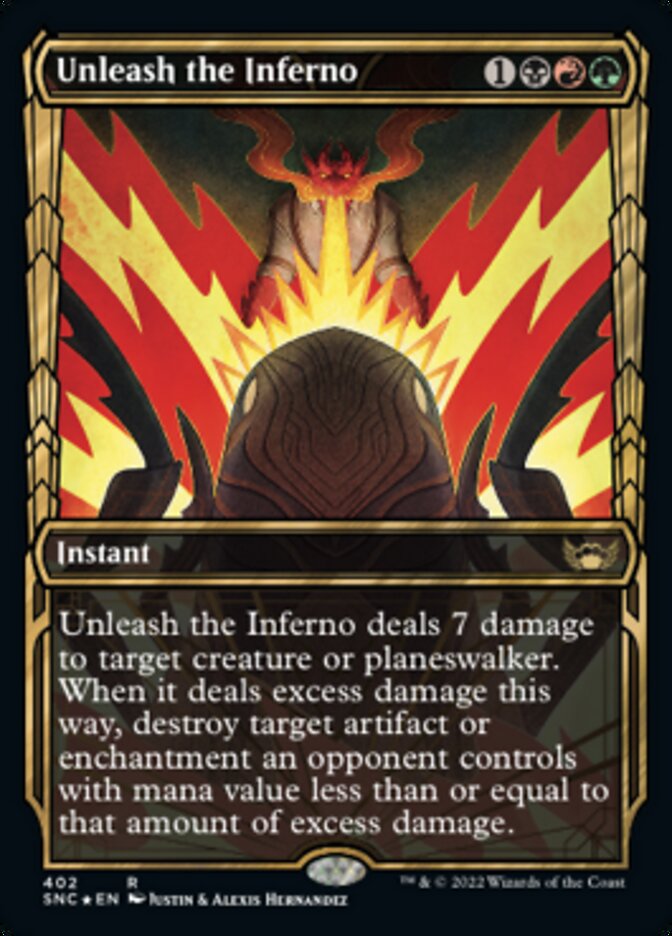 Unleash the Inferno (Showcase Golden Age Gilded Foil) [Streets of New Capenna] | Black Swamp Games