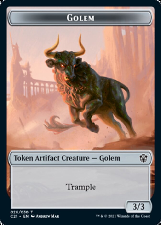 Golem (026) // Thopter Double-Sided Token [Commander 2021 Tokens] | Black Swamp Games