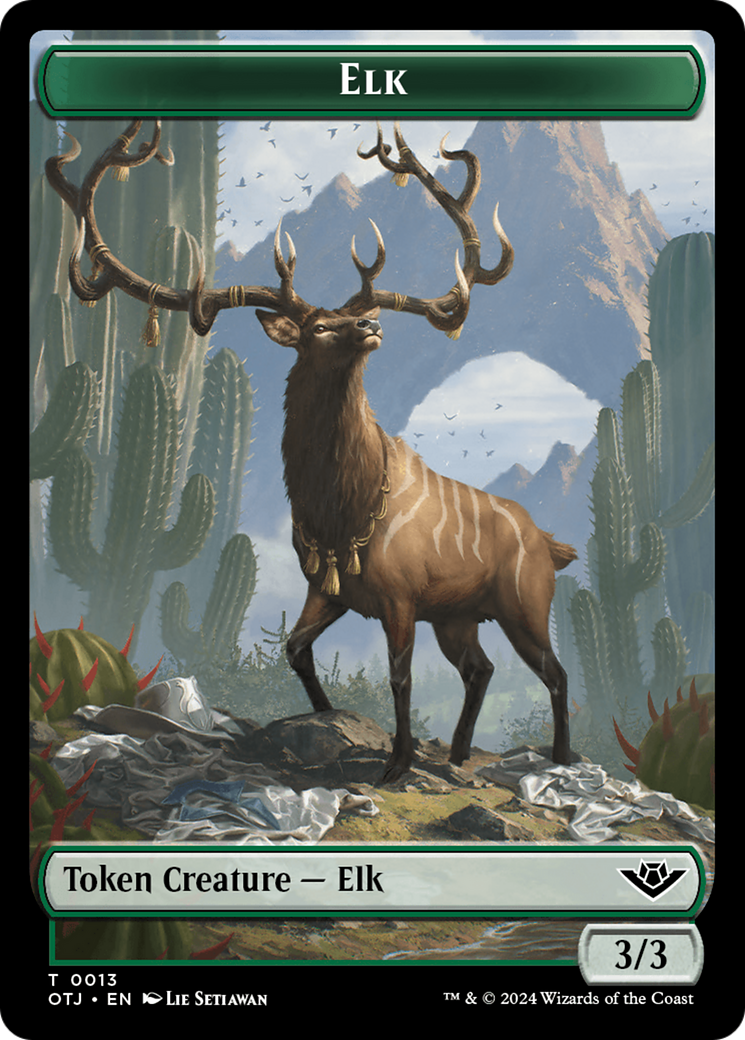 Treasure // Elk Double-Sided Token [Outlaws of Thunder Junction Tokens] | Black Swamp Games