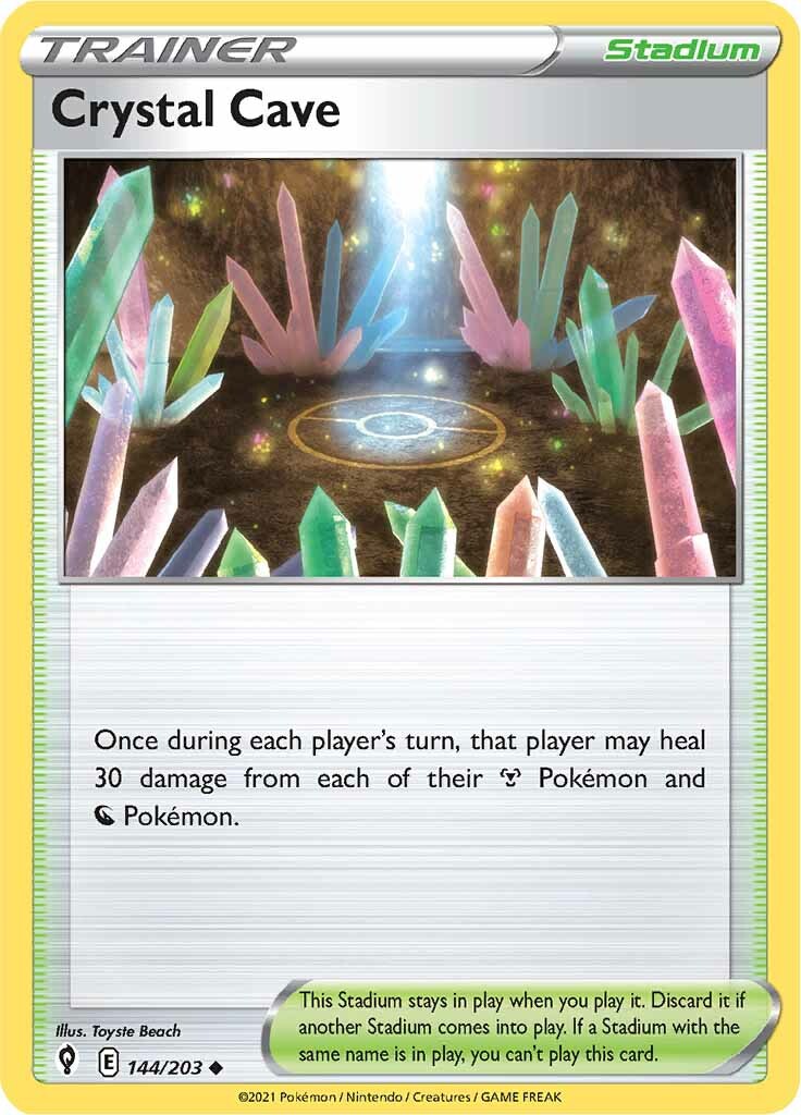 crystal cave pokemon card gold Caverne de Cristal (Crystal Cave) 230/192 Shiny Trainer - Ultraboost X Epe et Bouclier 7 volution Cleste Once during each players turn Pokmon TCG Crystal Cave Evolving