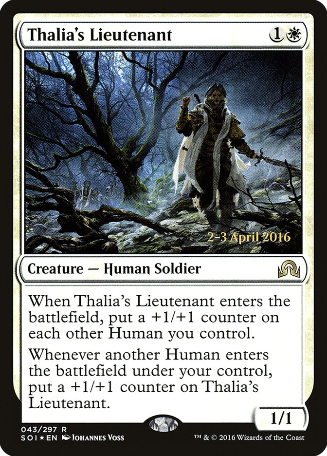 Thalia's Lieutenant [Shadows over Innistrad Prerelease Promos] | Black Swamp Games