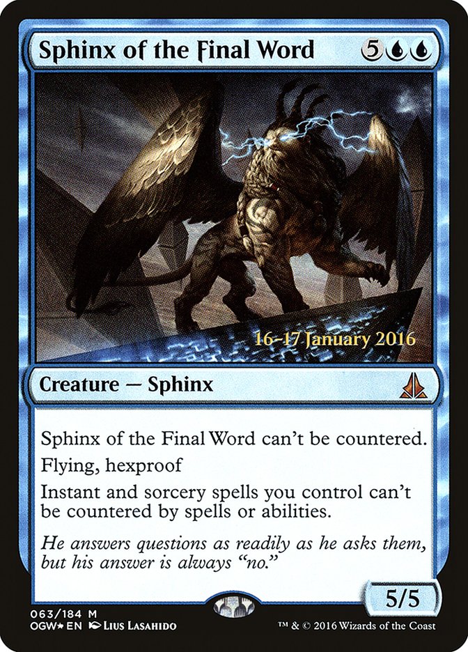 Sphinx of the Final Word [Oath of the Gatewatch Prerelease Promos] | Black Swamp Games