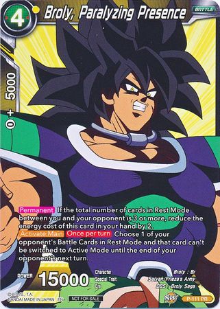 Broly, Paralyzing Presence (Broly Pack Vol. 3) (P-111) [Promotion Cards] | Black Swamp Games