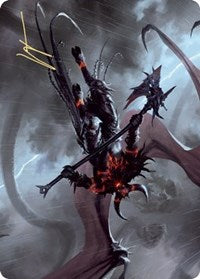 Burning-Rune Demon Art Card (Gold-Stamped Signature) [Kaldheim Art Series] | Black Swamp Games
