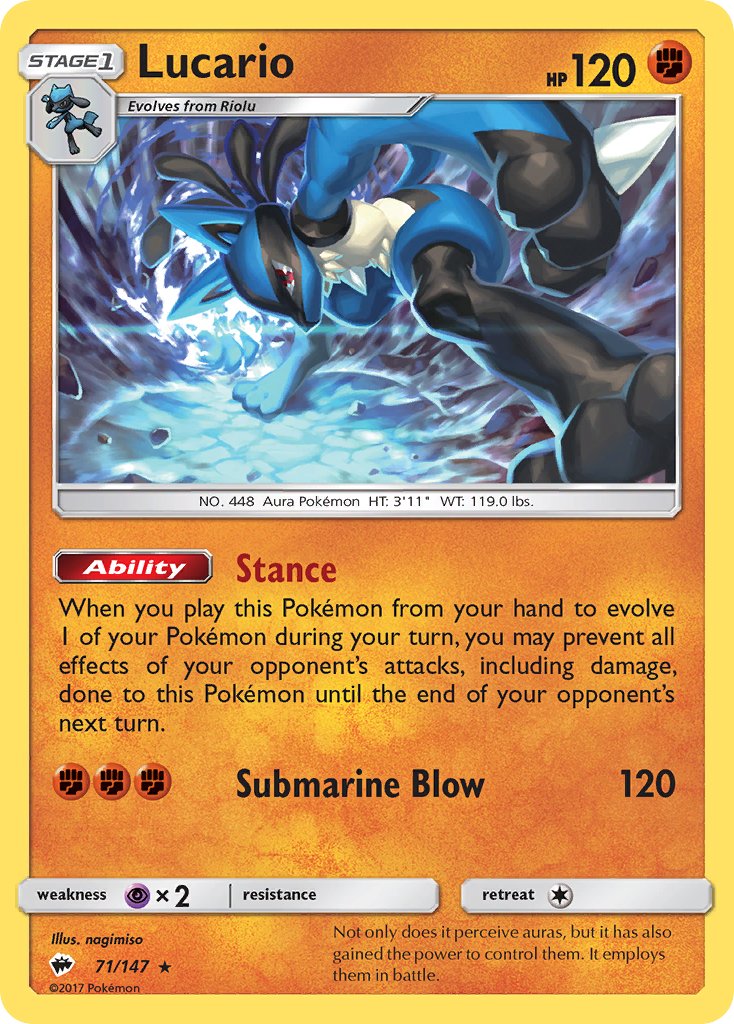 Lucario (71/147) (Theme Deck Exclusive) [Sun & Moon: Burning Shadows] | Black Swamp Games