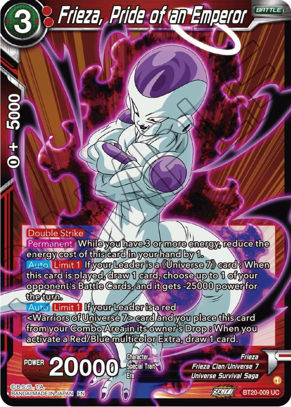 Frieza, Pride of an Emperor (BT20-009) [Power Absorbed] | Black Swamp Games