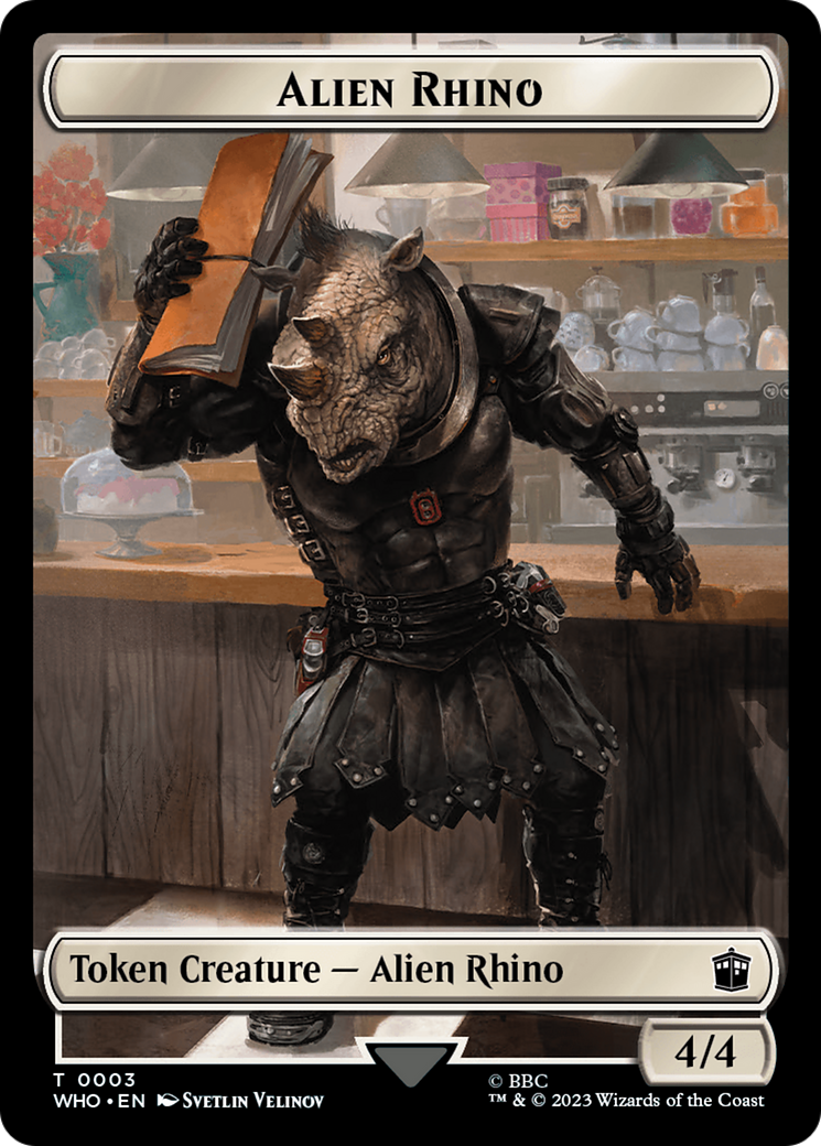 Alien Rhino // Alien Salamander Double-Sided Token (Surge Foil) [Doctor Who Tokens] | Black Swamp Games