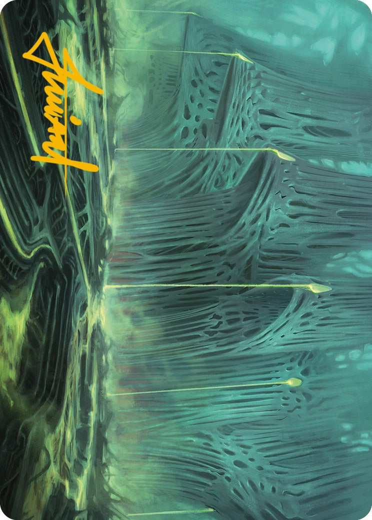 Swamp Art Card (Gold-Stamped Signature) [Phyrexia: All Will Be One Art Series] | Black Swamp Games