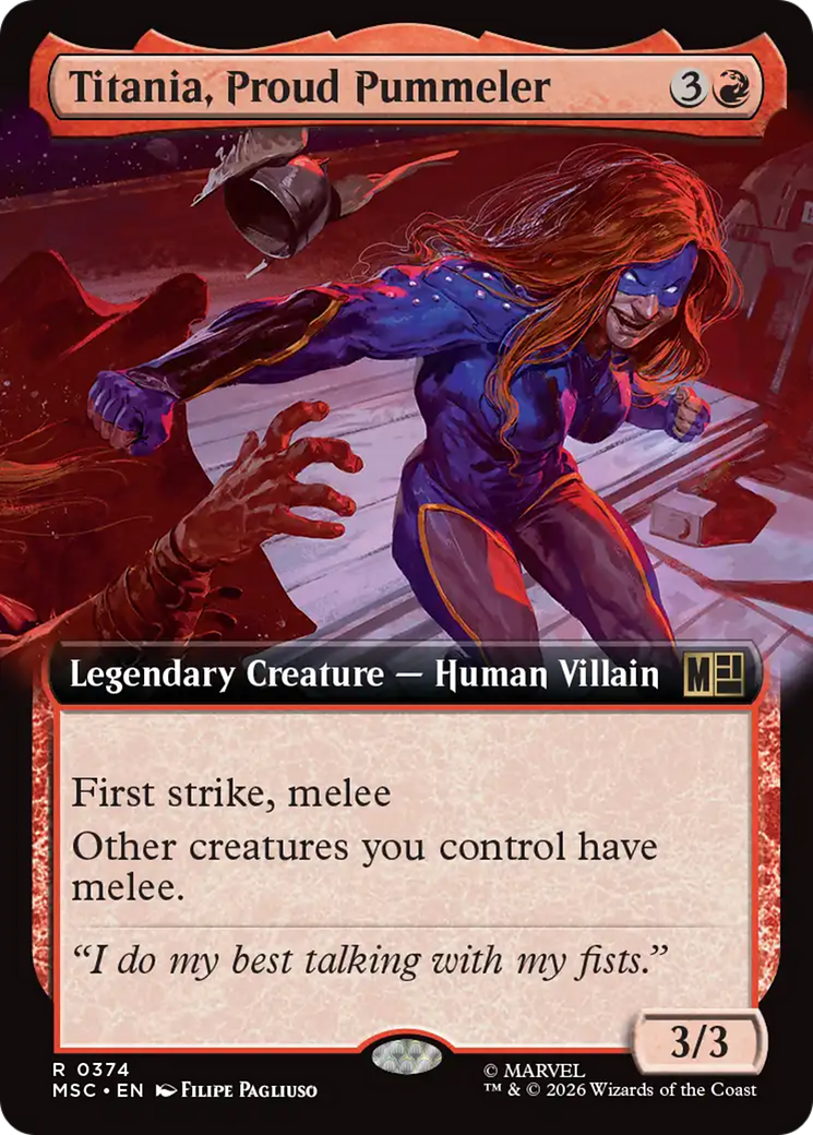 Titania, Proud Pummeler (Extended Art) [Marvel Super Heroes Commander] | Black Swamp Games