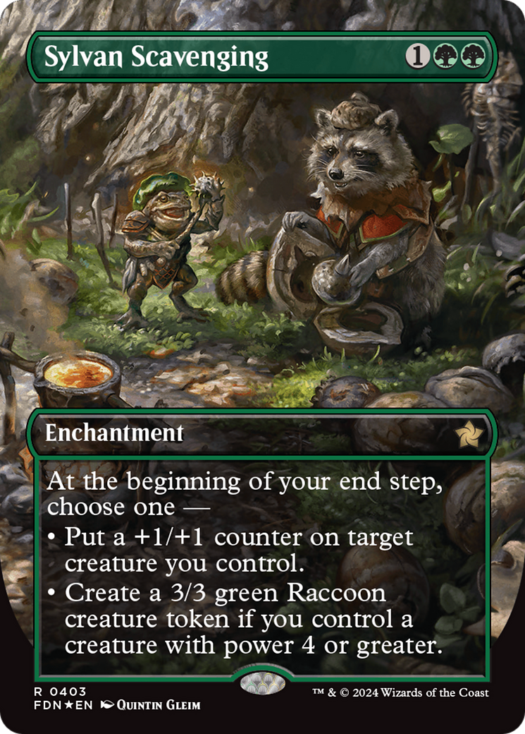 Sylvan Scavenging (Borderless) (Mana Foil) [Foundations] | Black Swamp Games