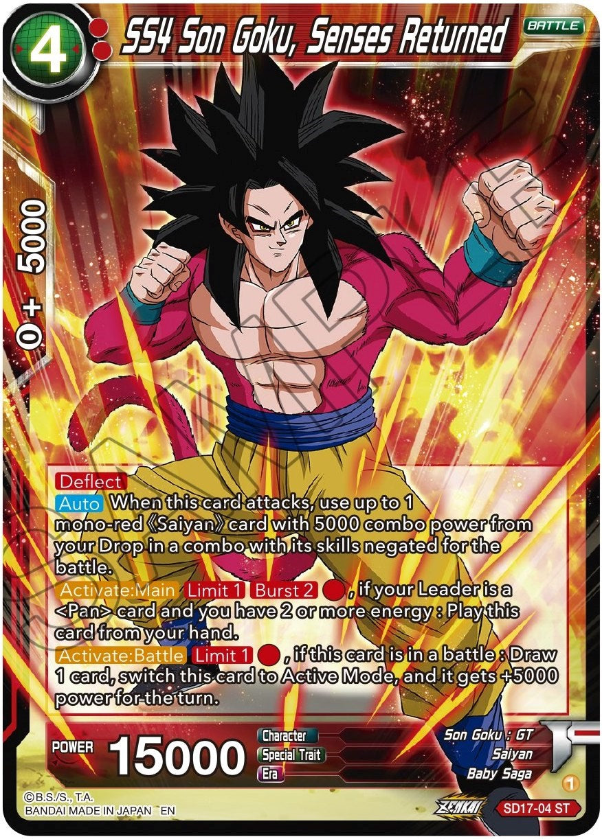 SS4 Son Goku, Senses Returned (SD17-04) [Dawn of the Z-Legends] | Black Swamp Games