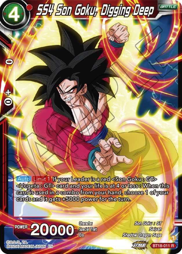 SS4 Son Goku, Digging Deep (BT18-011) [Dawn of the Z-Legends] | Black Swamp Games