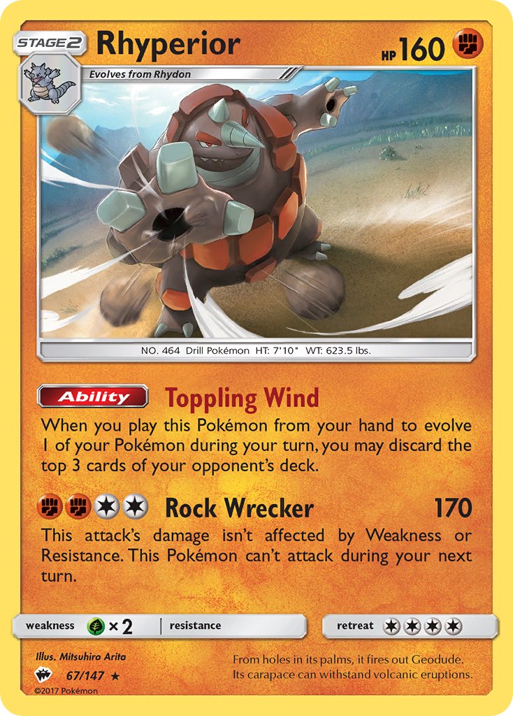 Rhyperior (67/147) (Theme Deck Exclusive) [Sun & Moon: Burning Shadows] | Black Swamp Games