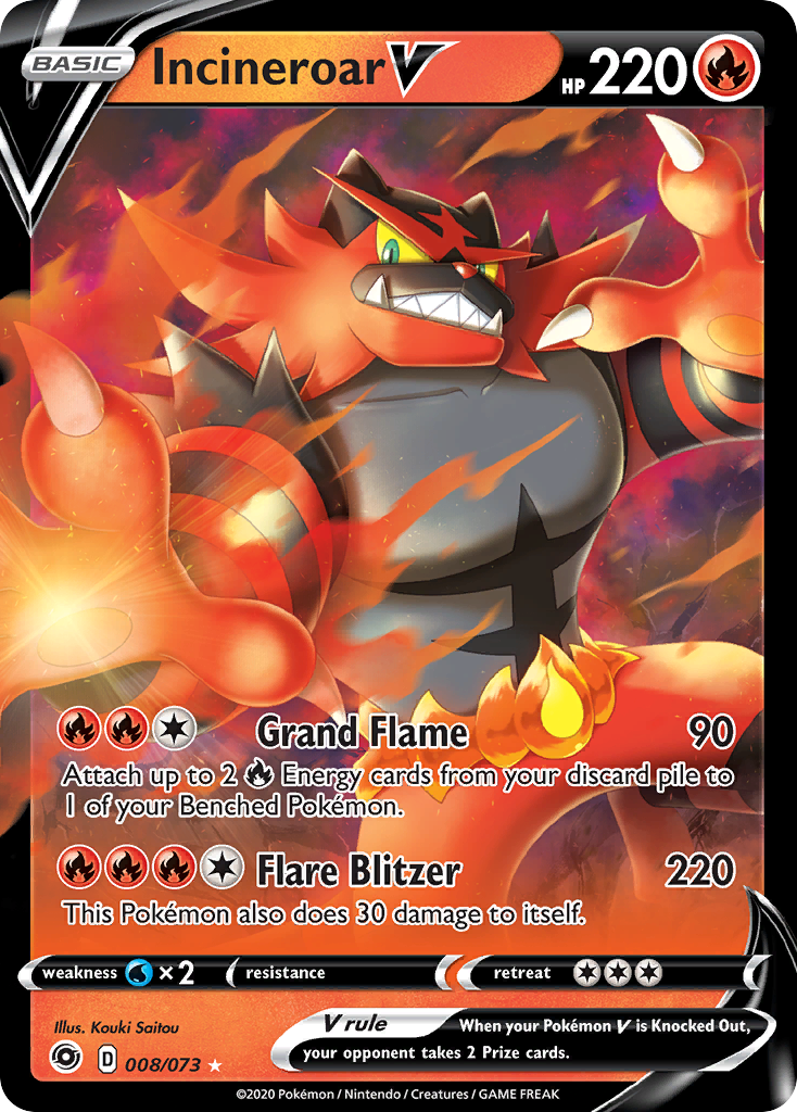 Incineroar V (008/073) [Sword & Shield: Champion's Path] | Black Swamp Games