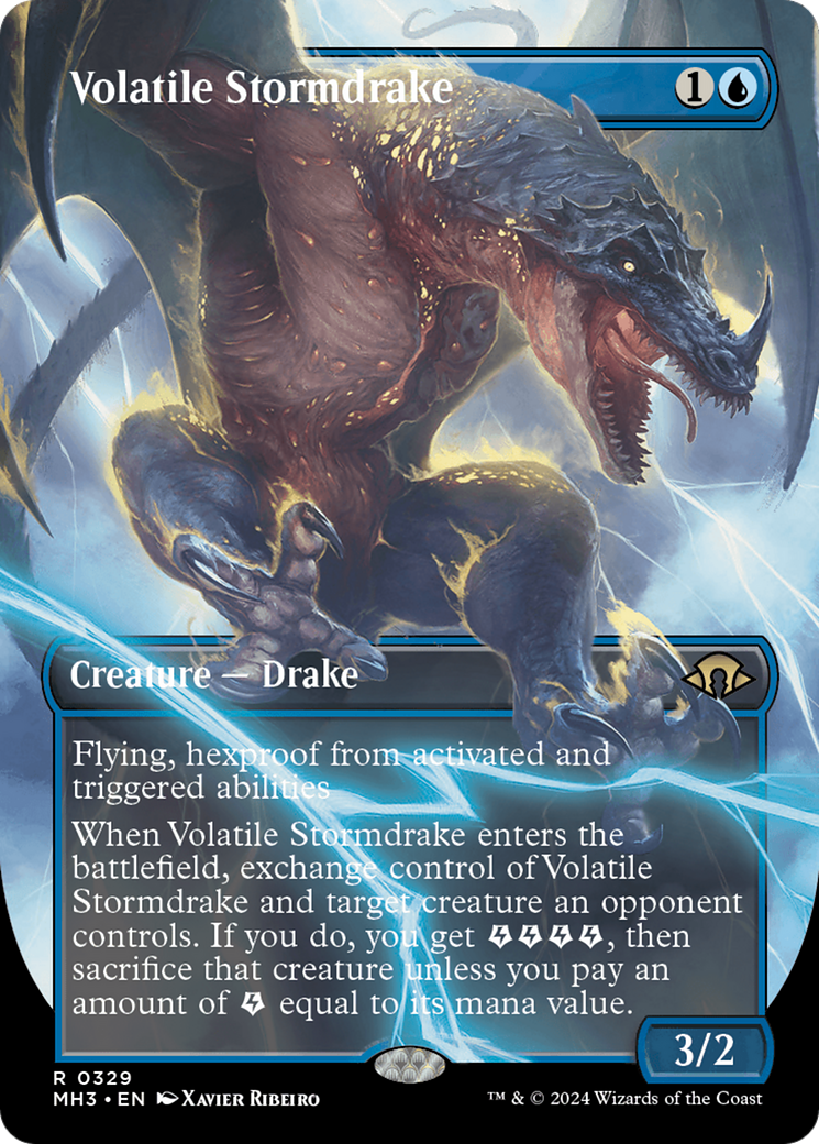 Volatile Stormdrake (Borderless) [Modern Horizons 3] | Black Swamp Games