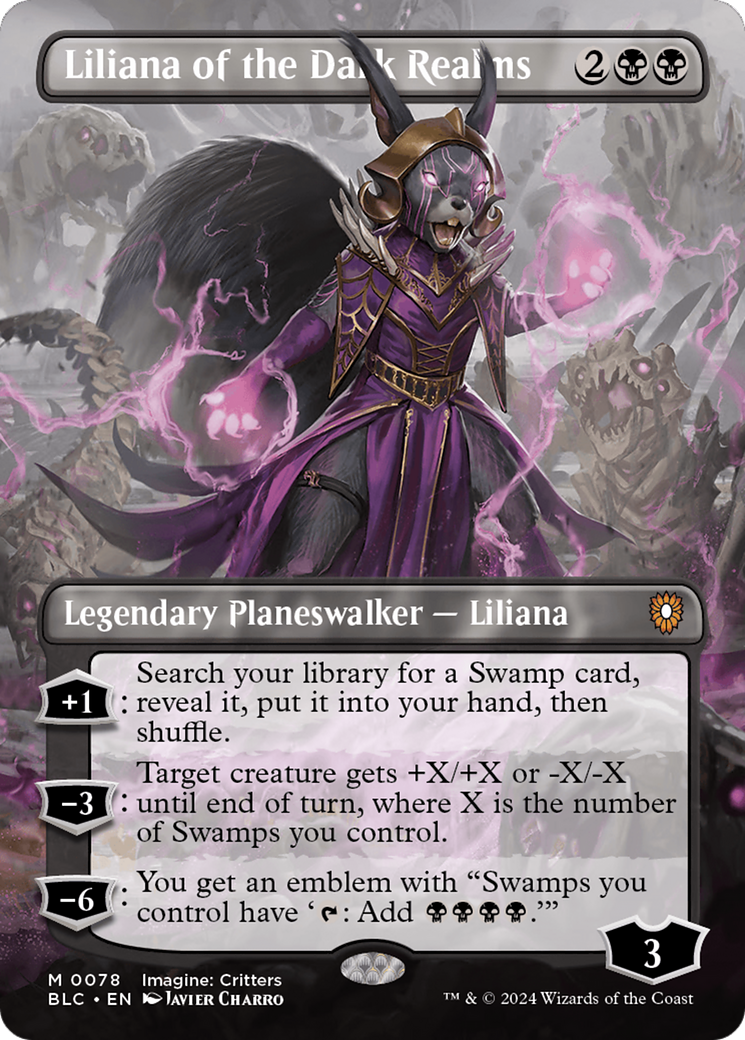Liliana of the Dark Realms (Borderless) [Bloomburrow Commander] | Black Swamp Games