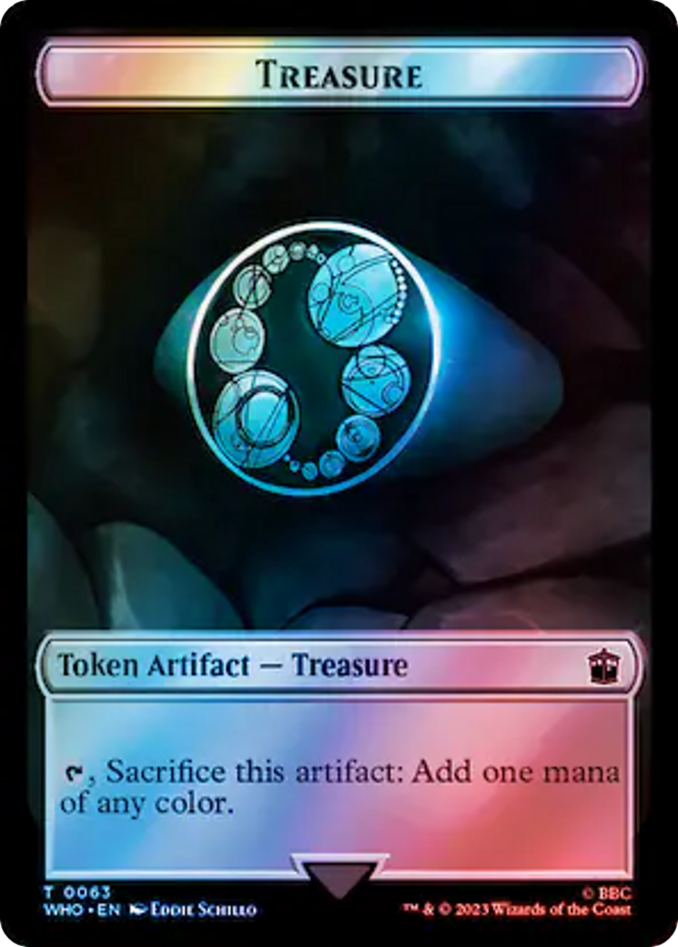 Alien Angel // Treasure (0063) Double-Sided Token (Surge Foil) [Doctor Who Tokens] | Black Swamp Games