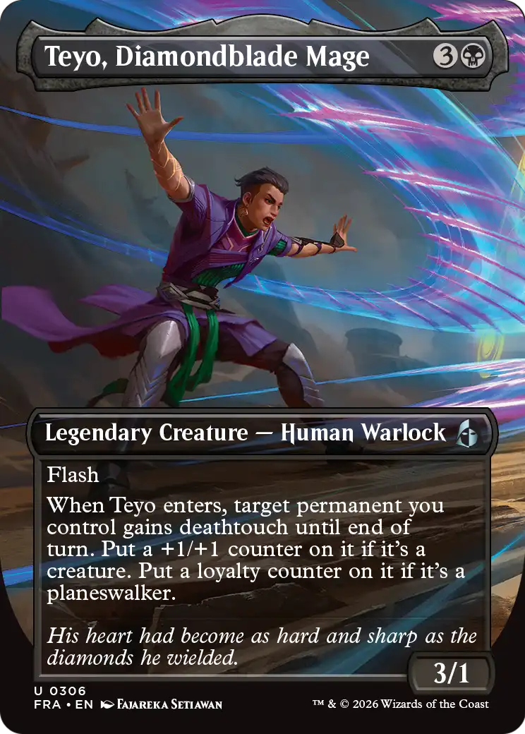 Teyo, Diamondblade Mage (Borderless) [Reality Fracture] | Black Swamp Games