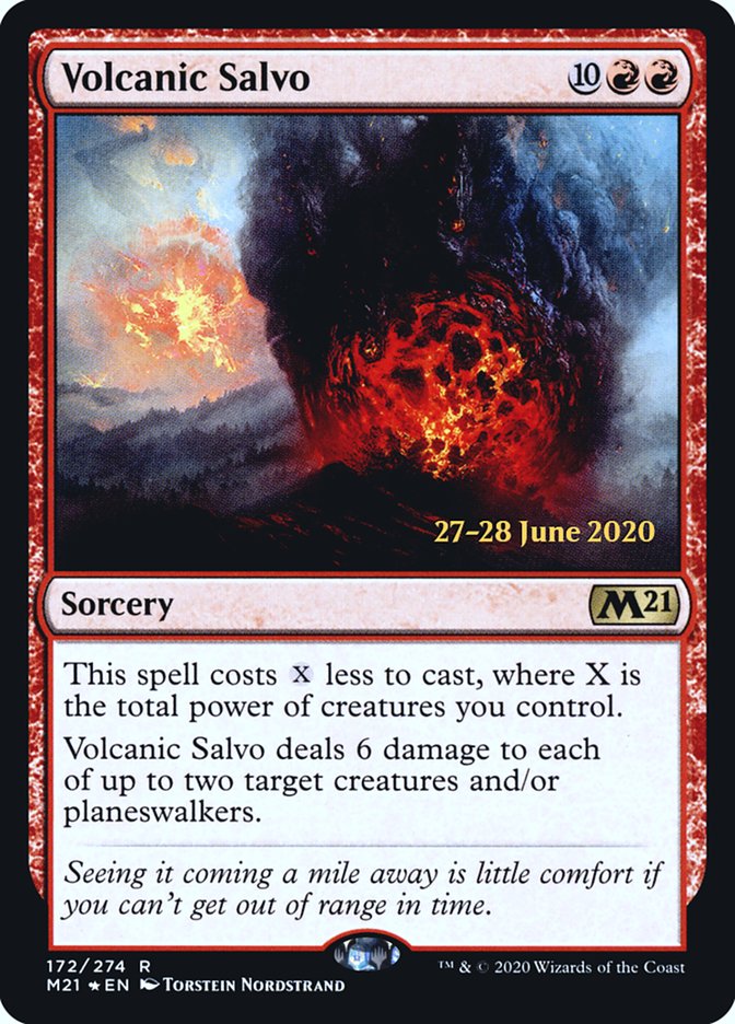 Volcanic Salvo [Core Set 2021 Prerelease Promos] | Black Swamp Games