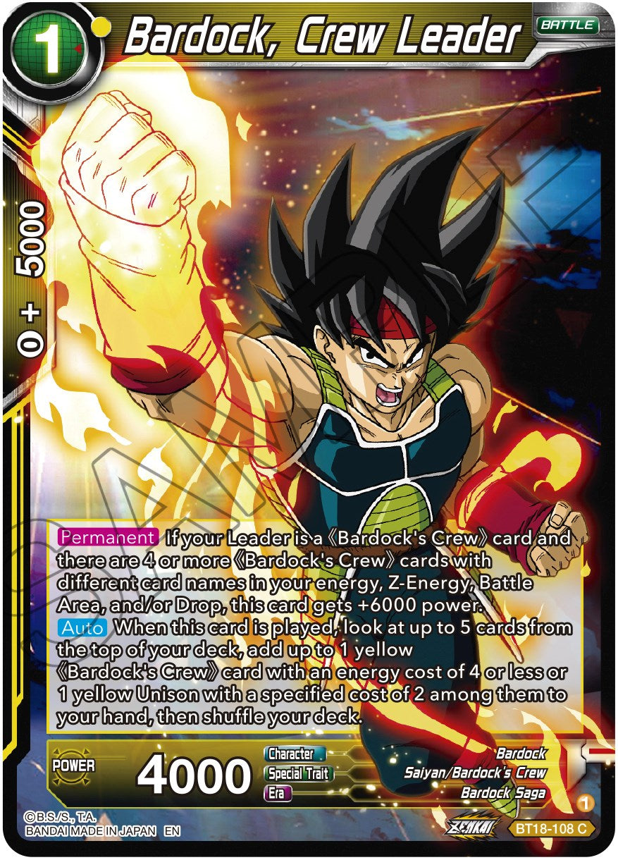 Bardock, Crew Leader (BT18-108) [Dawn of the Z-Legends] | Black Swamp Games