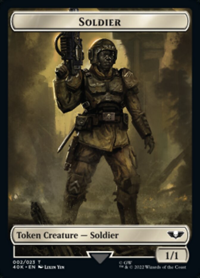 Soldier (002) // Zephyrim Double-Sided Token (Surge Foil) [Warhammer 40,000 Tokens] | Black Swamp Games