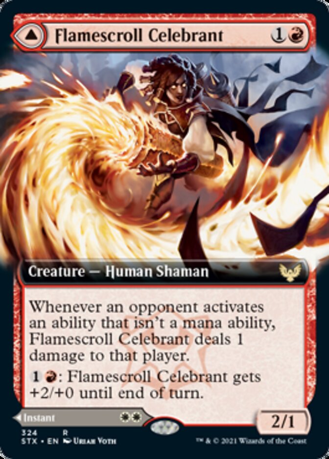 Flamescroll Celebrant // Revel in Silence (Extended Art) [Strixhaven: School of Mages] | Black Swamp Games