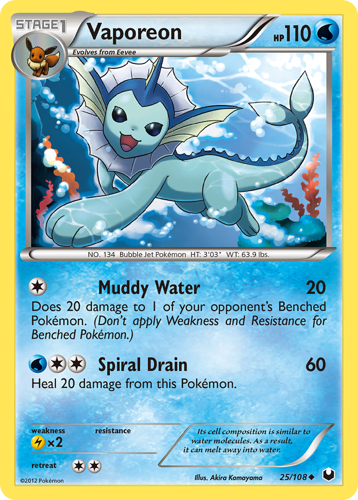 Vaporeon (25/108) [Black & White: Dark Explorers] | Black Swamp Games