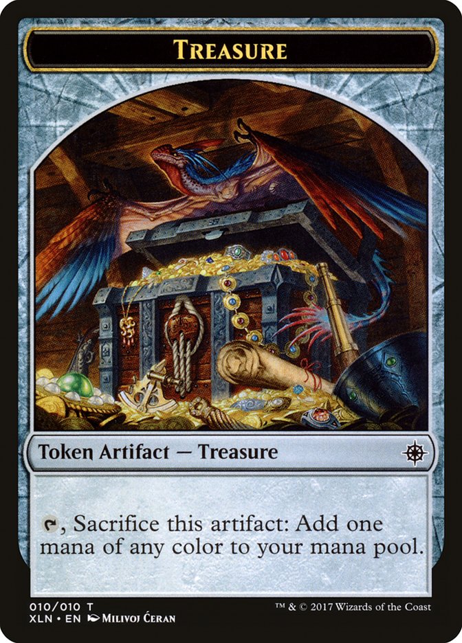 Saproling // Treasure (010) Double-Sided Token [Explorers of Ixalan Tokens] | Black Swamp Games
