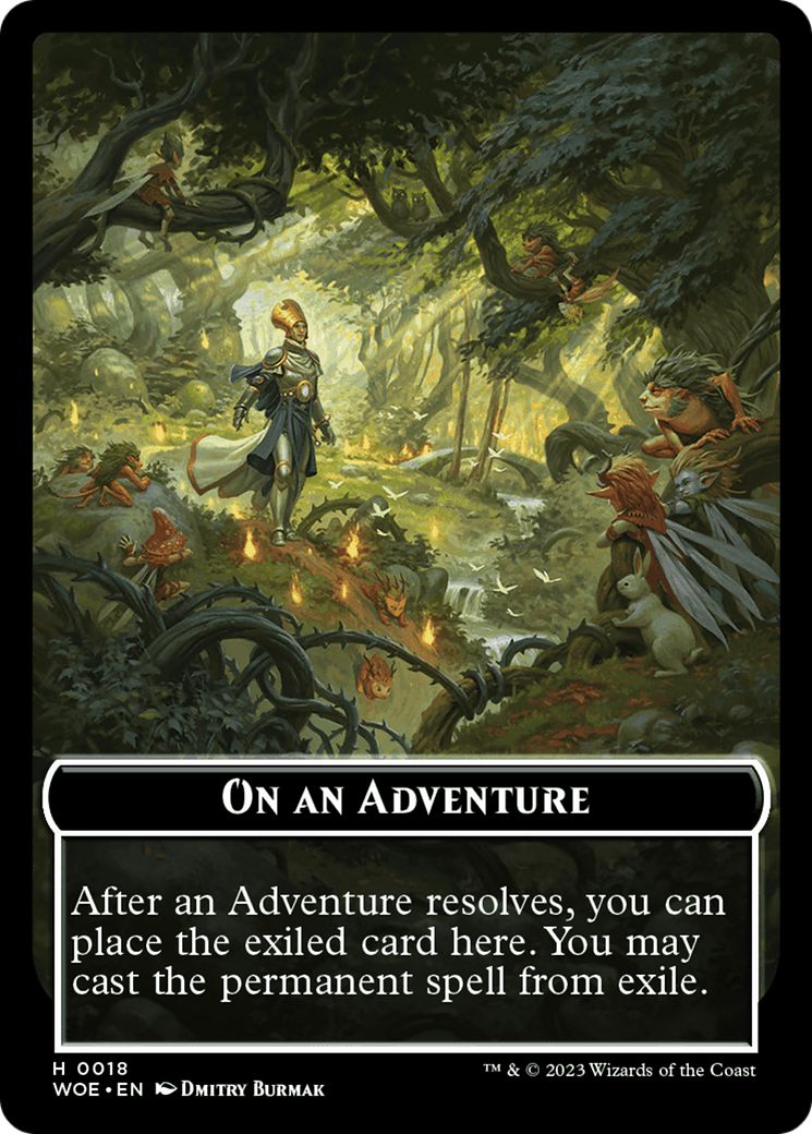 On an Adventure Emblem [Wilds of Eldraine Tokens] | Black Swamp Games