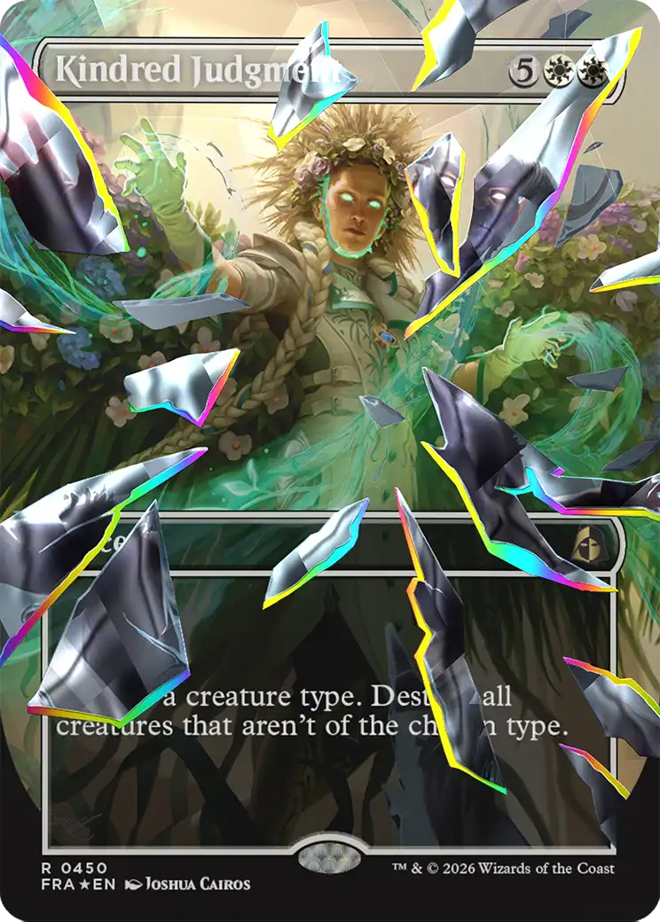 Kindred Judgment (Borderless) (Facet Foil) [Reality Fracture] | Black Swamp Games