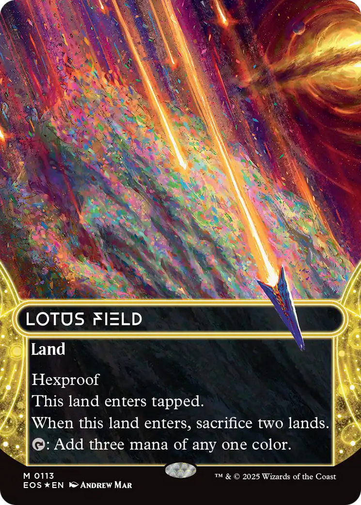 Lotus Field (0113) (Borderless) (Galaxy Foil) [Edge of Eternities: Stellar Sights] | Black Swamp Games