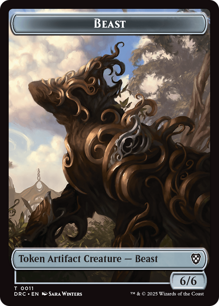 Construct // Beast (0011) Double-Sided Token [Aetherdrift Commander Tokens] | Black Swamp Games