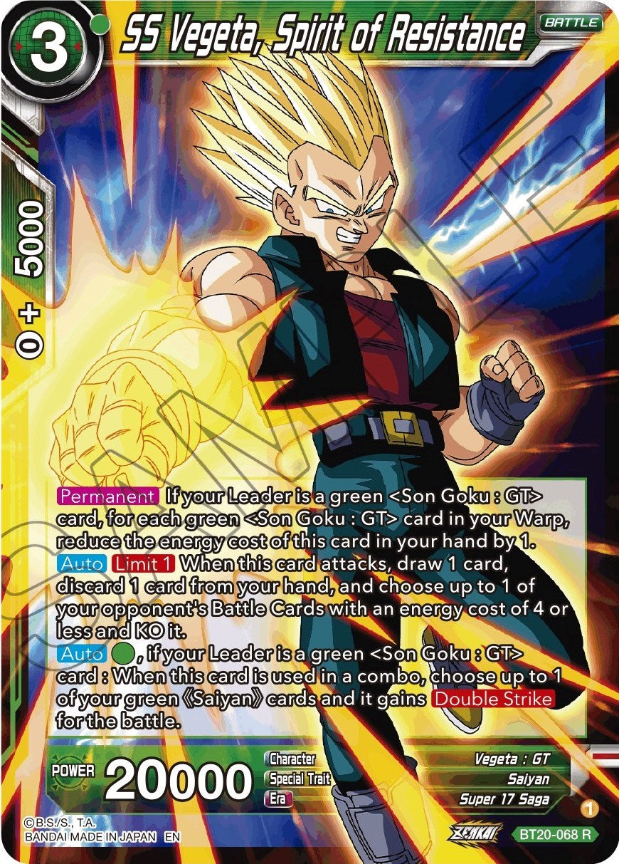 SS Vegeta, Spirit of Resistance (BT20-068) [Power Absorbed] | Black Swamp Games